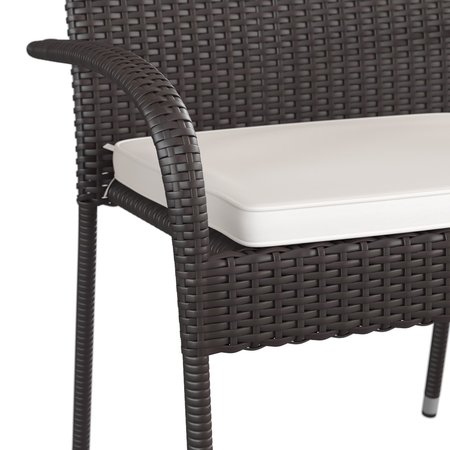Flash Furniture Espresso Patio Chairs with Cream Cushions, PK 2 2-TW-3WBE073-CU01CR-ESP-GG